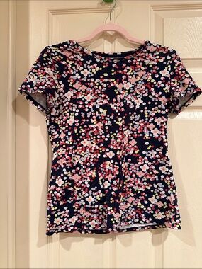 Talbots Navy Short-Sleeve Floral Dot Tee - Pink Multi